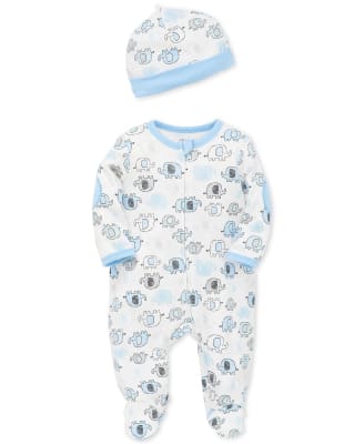 Enterito y gorro Little Me estampado elefantes blanco
