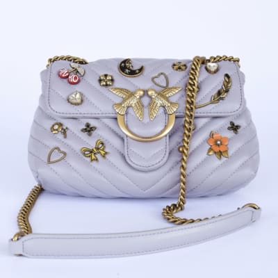 Cartera Pinko Love Mini Lady Puff Magic Pins Morado con Tachas1