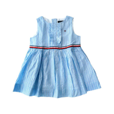 Vestido Tommy Hilfiger Kids lineas brillito celeste1