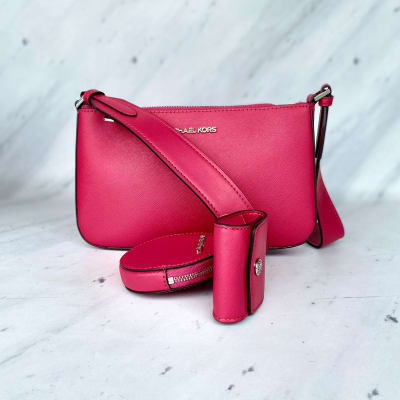 Cartera Michael Kors Crossbody Tech Attached correa cuero Fucsia1