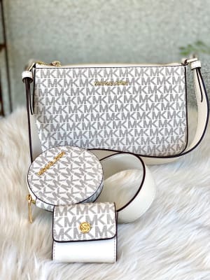 Cartera Michael Kors Crossbody Tech Attached correa cuero monograma8