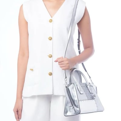 Cartera Michael Kors Tote Avril Plateado