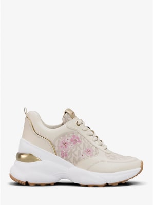 Zapatillas Michael Kors Olympia Blancas con flores rosa