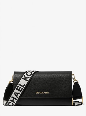 Cartera Michael Kors Jet set item rectangular negro Strap letras blancas1