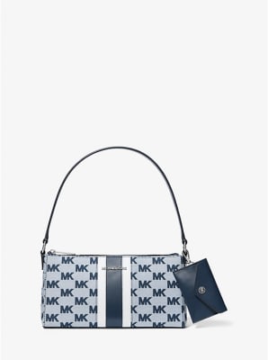 Cartera Michael Kors Pouchette horizontal tela monograma azul