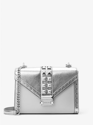 Cartera Michael Kors Whitney Rectangular tachas plateado1