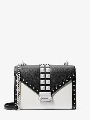 Cartera Michael Kors Whitney Rectangular tachas negro con blanco1