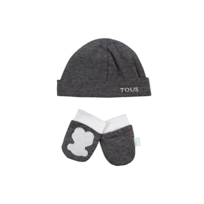 Set  Baby Tous gorro y mitones gris1