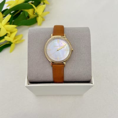 Reloj mujer Michael Kors correa cuero Marron centro tornasol1