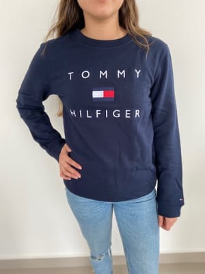 Poleron Mujer Tommy Hilfiger logo grande azul marino1