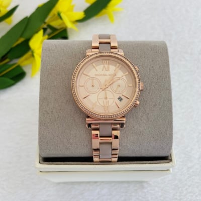 Reloj mujer Michael Kors correa metalica circunferencia circones rose gold1