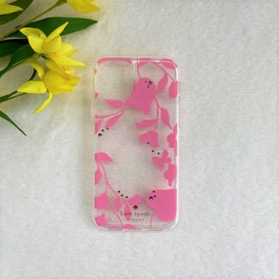 Carcasa Kate Spade transparente diseño flores rosa1