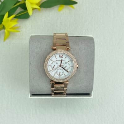 Reloj mujer Michael Kors correa metalica numeros romanos circunferencia circones rose gold1
