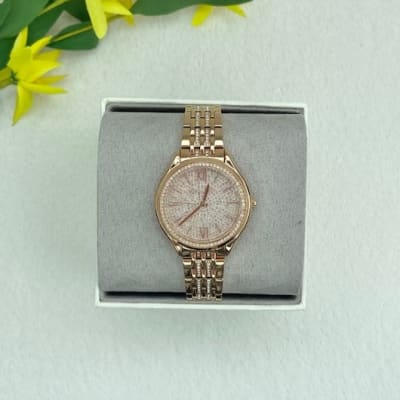 Reloj mujer Michael Kors correa metalica y fondo circones rose gold1