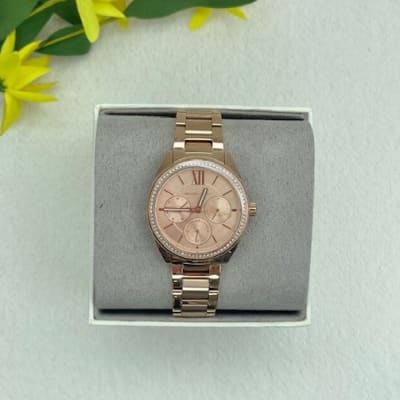 Reloj mujer Michael Kors correa metalica 3 relojes circones alrededor rose gold1