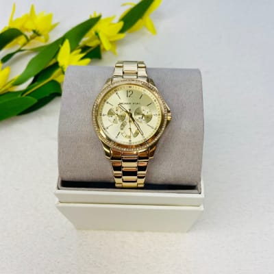Reloj mujer Michael Kors correa metalica grueso circunferencia circones 3 relojes dorado1