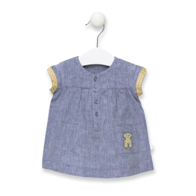 Vestido Baby Tous aplicación de oso azul1
