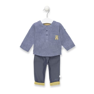 Conjunto Baby Tous polera manga larga y pantalón azul1