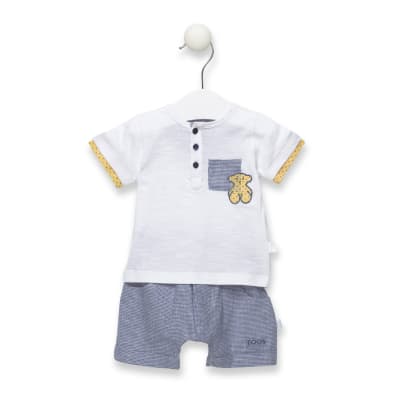 Conjunto Baby Tous polera blanca y short azul1