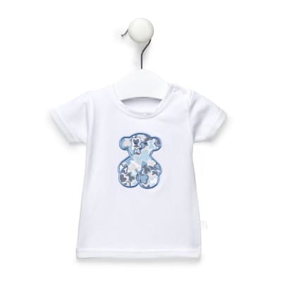 Polera Baby Tous oso bordado celeste