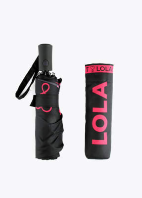 Paragua Lola Casademunt pequeño automatico Negro letras Fucsia