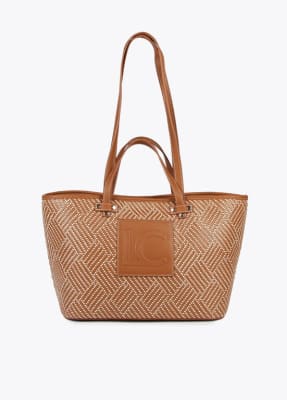 Bolso Lola Casademunt Tote hecho en material trenzado y efecto piel crudo