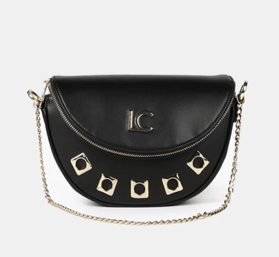 Riñonera Lola Casademunt Con tachas doradas acolchada Negra