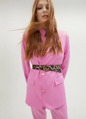 Cinturon Lola Casademunt Reversible animal print y blanco1