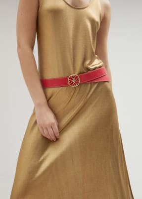 Cinturon Lola casademunt reversible trebol corazones infinitos Cafe - Rojo1