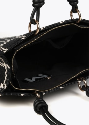 Cartera Lola Casademunt Shopper de cuadros con nudos en asa Negro