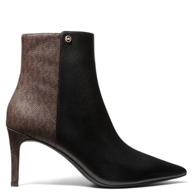 Botines Michael Kors Negro con mitad monograma cafe1