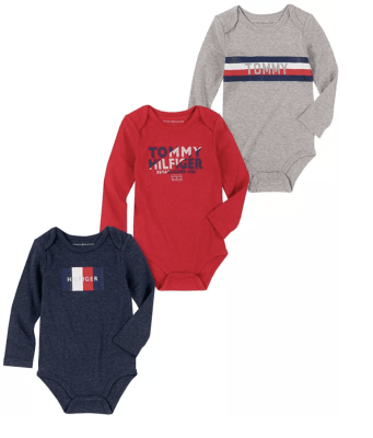 Set 3 bodys Tommy Hilfiger Kids manga larga azul/rojo/gris