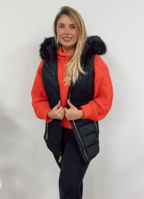 Parka mujer Michael kors sin mangas negro print1