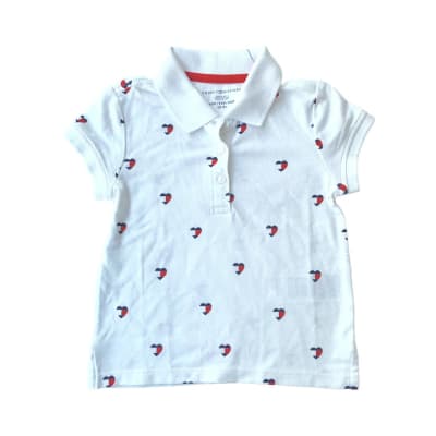 Polera Tommy Hilfiger Kids pique corazones blanco1