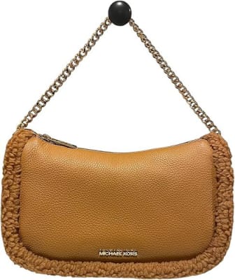 Cartera Michael Kors Cuero Camel borde peludo1