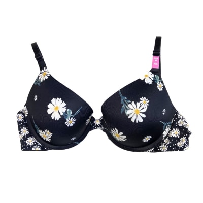 sosten Pink diseño margaritas negro1