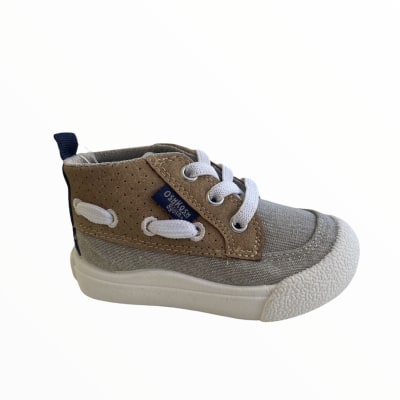 Zapatos Infants Oshkosh cafe con beige cordones blancos1