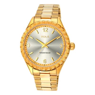 Reloj Mujer Tous analógico Tender Bear dorado con relieve de osos1