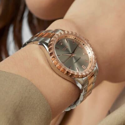 Reloj Mujer Tous analógico Tender Bear con relieve de osos plateado con rosado