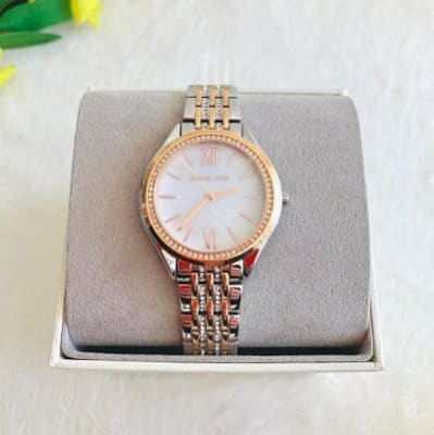 Reloj Mujer Michael Kors pequeño plateado con brillos rose gold1