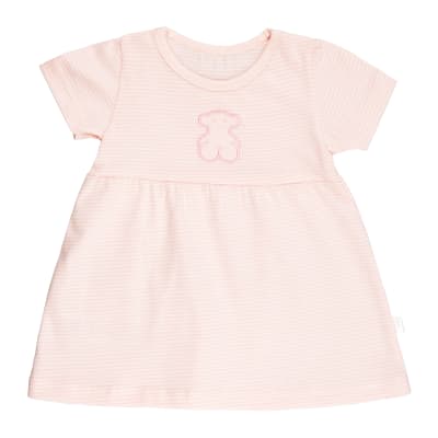 Vestido Baby Tous a rayas horizontales rosado1