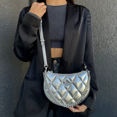 Cartera Kate Spade Crossbody Carey Con cadena Cuero Plateado1