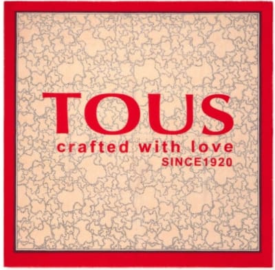 Pañuelo Tous Kaos Icon beige y rojo1