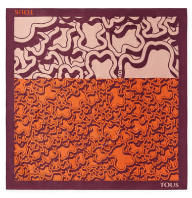 Pañuelo Tous Mitad Naranjo y Rosa con Bordes Burdeo1