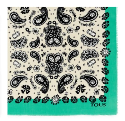 Pañuelo Tous Blanco Bordes Calipso diseños negros1