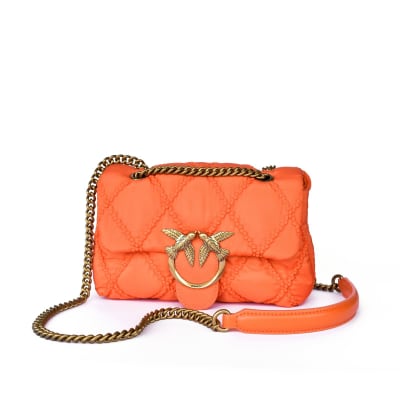 Cartera Pinko Crossbody Mediana genero naranja cadenas doradas1