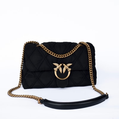 Cartera Pinko Crossbody Grande genero negro cadenas doradas1