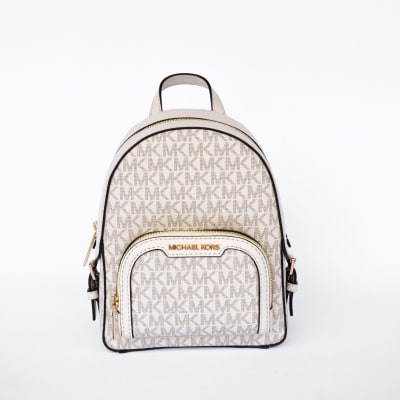Mochila Michael Kors Crossbody Jayce Small Monograma Crema Vainilla