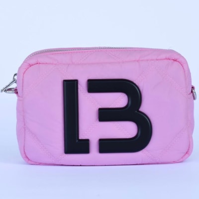 Bandolera Bimba y Lola rosada genero letras LB negras1