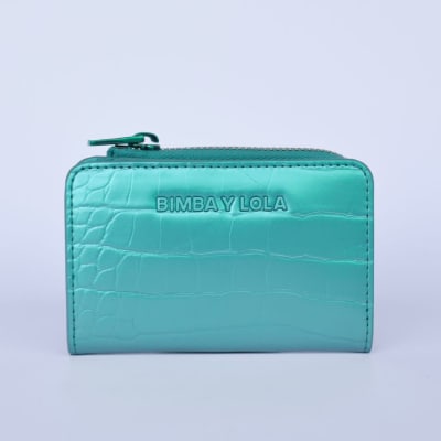 Billetera Bimba y Lola pequeña turquesa metálico1